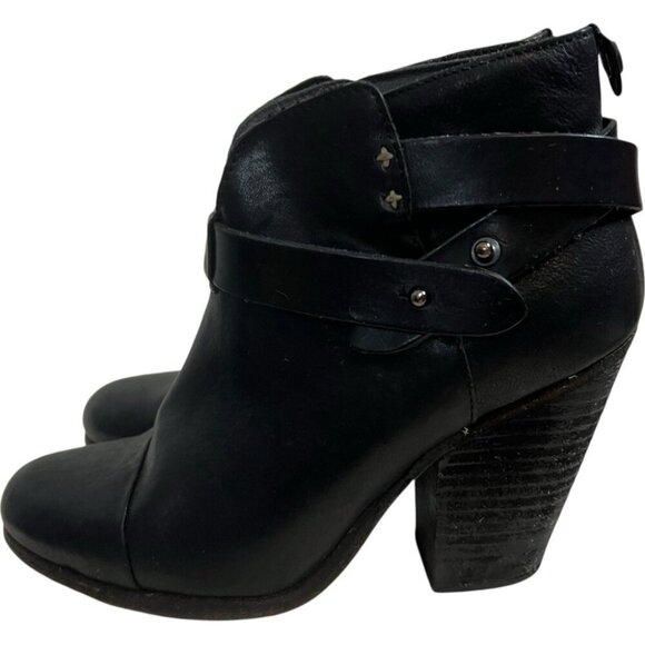 Rag Bone Womens Harrow Bootie Black Size EU 36 M US 6 Leather 3.5" Stacked Heel - Picture 3 of 9